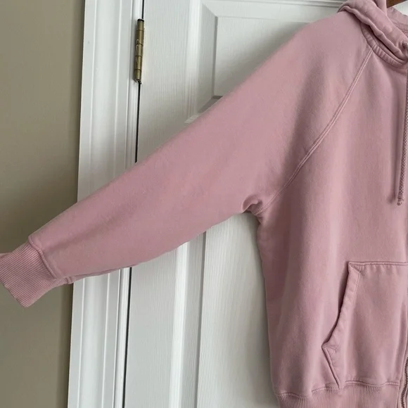 AEO Oversized Full Zip Hoodie Sweatshirt Blush Pink XS/Small - Picture 6 of 13